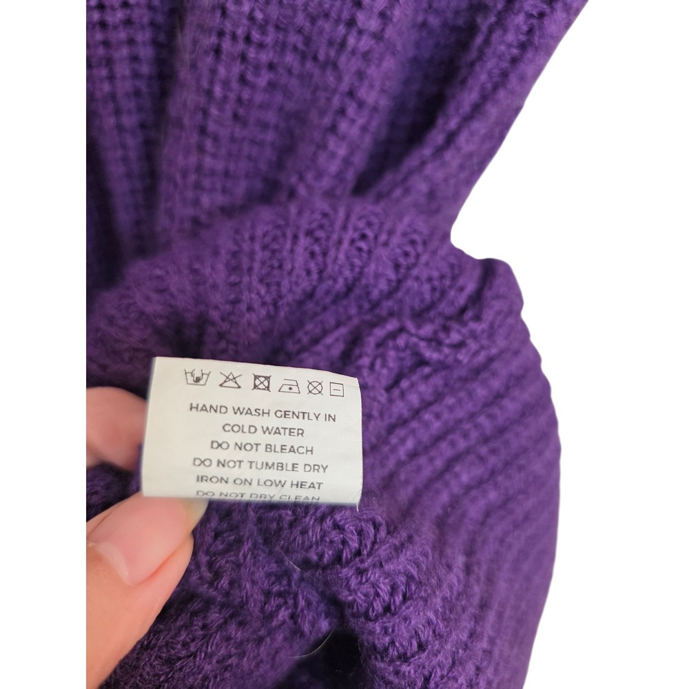 Bloomchic Purple Textured V Neck Long Sleeve Knit Sweater Dress Size 12 - Picture 6 of 10